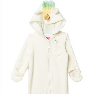 Unicorn Faux Fur White Bunting Suit Size 3-6mo